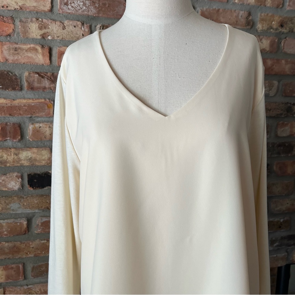 DG2 by Diane Gilman Easy Top 3/4-Sleeve Blouse Cream Ivory XL